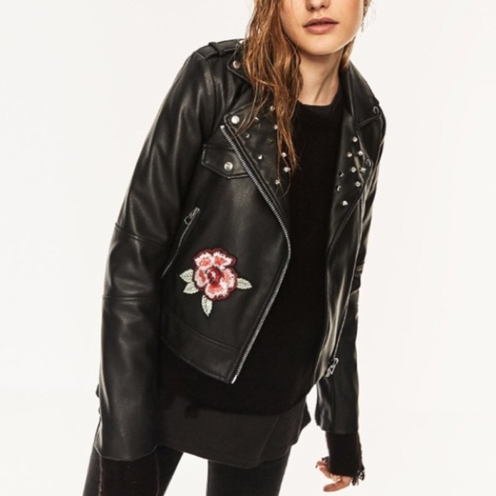 Zara leather embroiled jacket